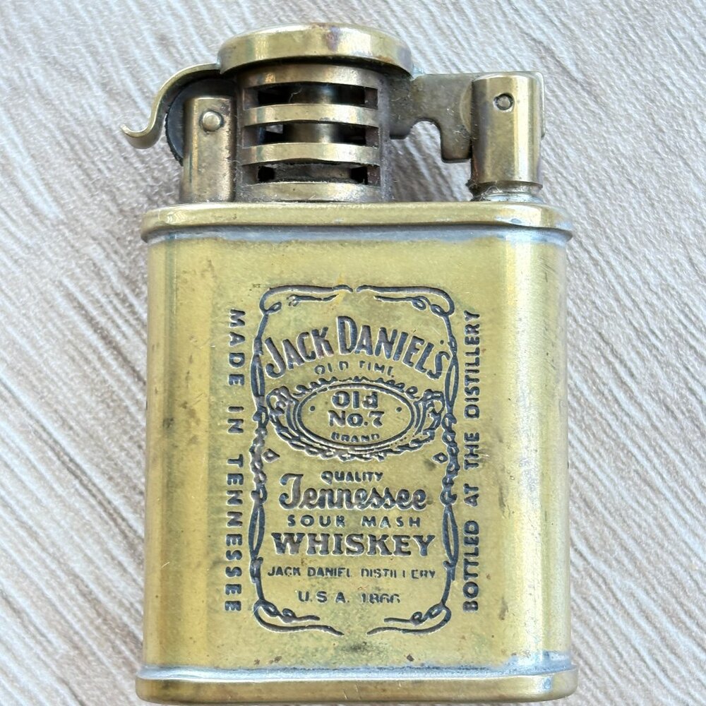 Antique Vintage Collectable Monogram Jack Daniels Brass Lighter